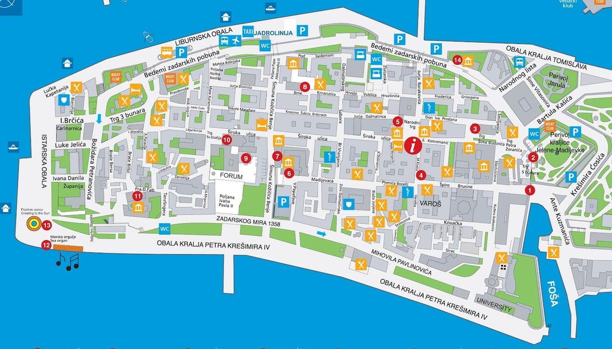 નકશો zadar ક્રોએશિયા